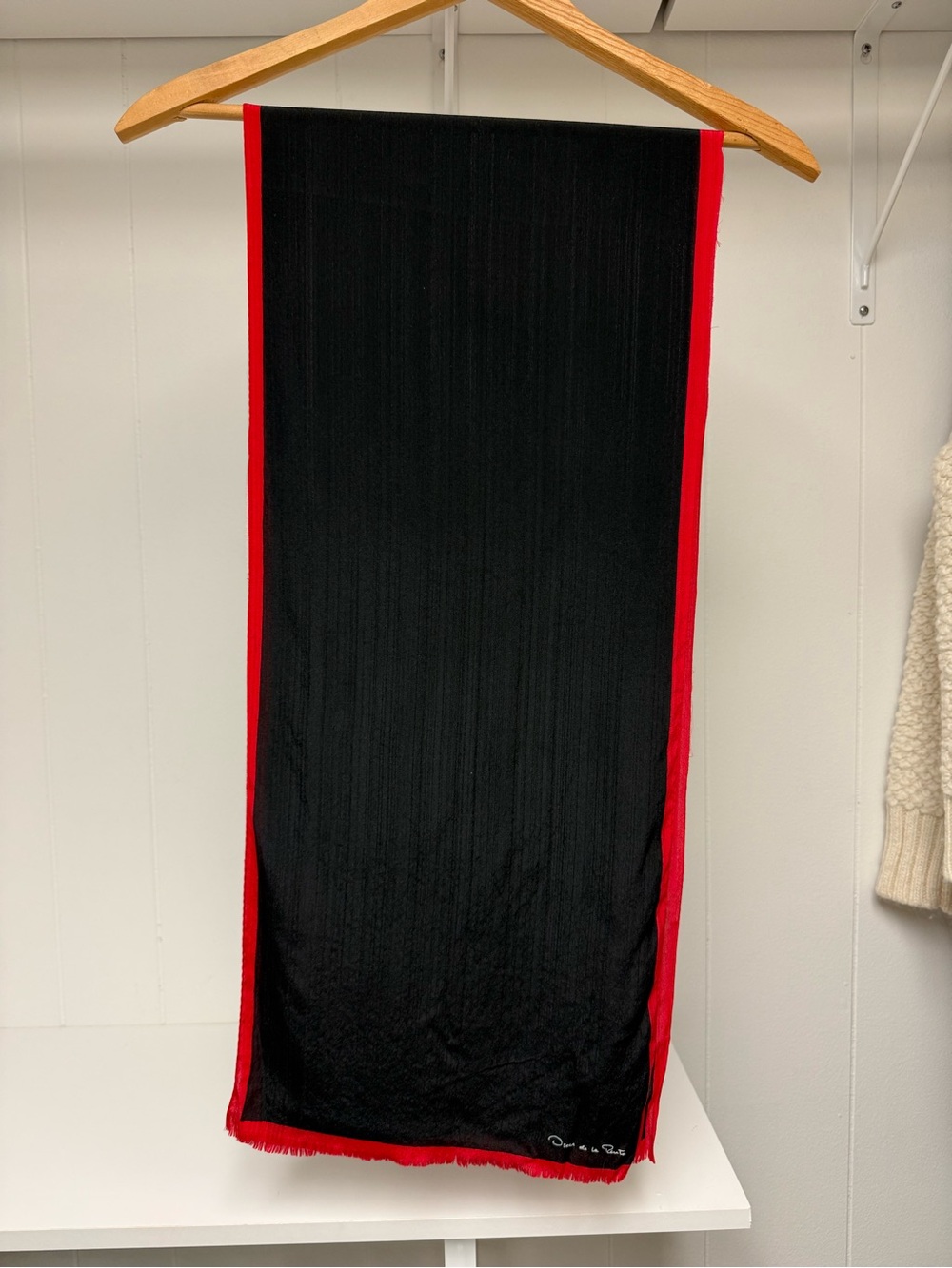 Vintage Oscar de la Renta Silk Oblong Scarf Red/Black